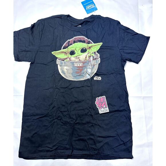 Star wars Men's Medium Tee The Mandalorian The Child Grogu black T-Shirt - Picture 1 of 8